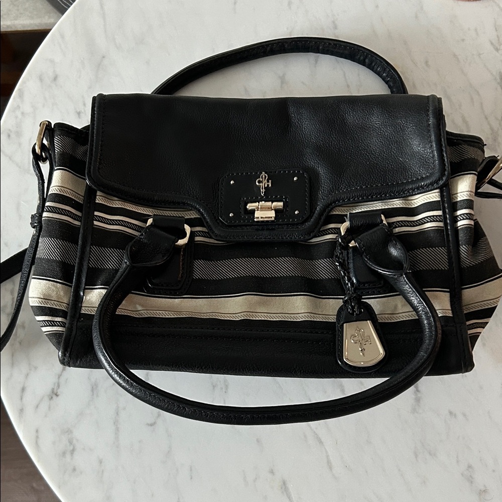 Black and Cream Striped Women's Purse Cole Haan